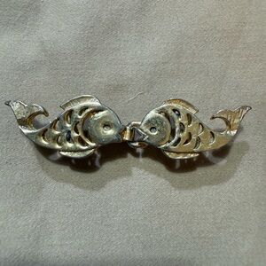 Vintage Goldtone Kissing Fish Belt Buckle